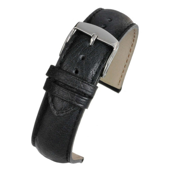 Calf Leather Watch Strap Black Superior Vintage