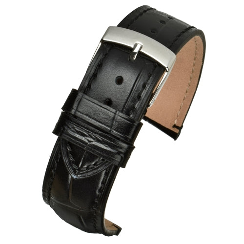 Calf Leather Watch Strap Luxury Range Black Alligator Grain Handmade Size 18mm,20mm,22mm