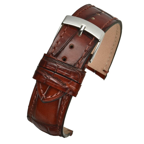 Calf Leather Watch Strap Luxury Range Tan/Gold Alligator Grain Handmade Size 18mm,20mm,22mm