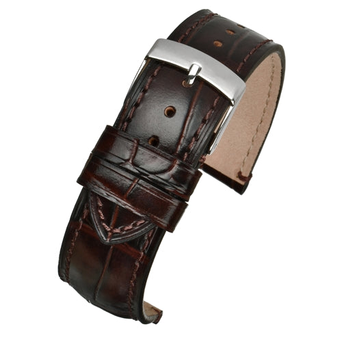 Calf Leather Watch Strap Luxury Range Brown Alligator Grain Handmade Size 18mm,20mm,22mm