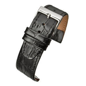 Calf Leather Watch Strap Black Alligator Grain Open Ended Size 12mm to 20mm
