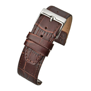 Calf Leather Watch Strap Brown Alligator Grain Open Ended Size 12mm to 20mm
