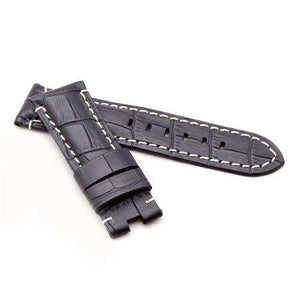 Crocodile Grain Calf Leather Watch Strap Black Premium Strap for Panerai® 22mm to 24mm