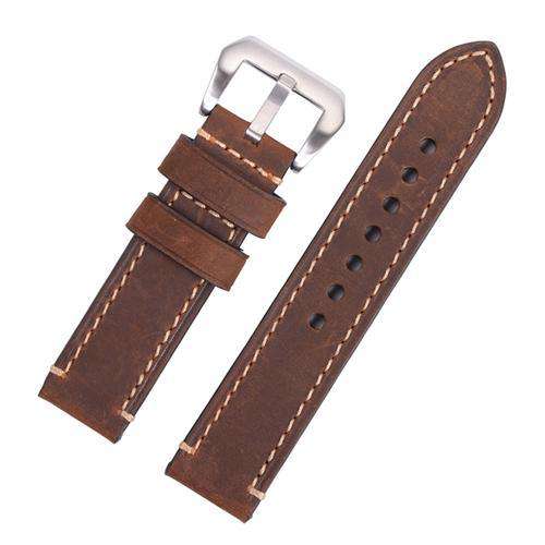Calf Leather Watch Strap Dark Brown Premium Hand Stitched Strap for Panerai® 20mm to 26mm