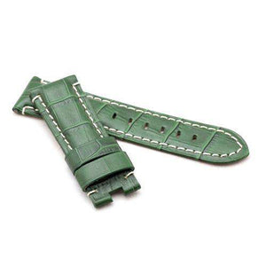 Crocodile Grain Calf Leather Watch Strap Green Premium Strap for Panerai 22mm to 24mm
