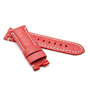Crocodile Grain Calf Leather Watch Strap Red Premium Strap for Panerai 22mm to 24mm