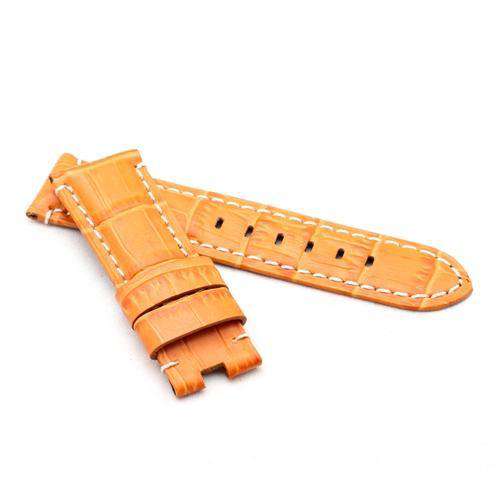 Crocodile Grain Calf Leather Watch Strap Orange Premium Strap for Panerai 22mm to 24mm