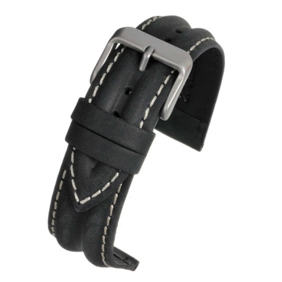 Calf Leather Watch Strap Black Water Resistant