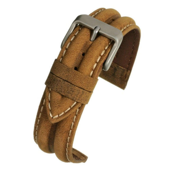 Calf Leather Watch Strap Light Brown Water Resistant