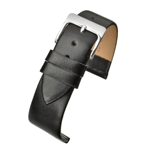 Calf Leather Watch Strap Black 4mm Taper Dress Watch Strap Size 12mm to 20mm