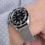 20mm, 22mm Solid End Massy Mesh Band Stainless Steel Watch Bracelet, Submariner Diver Clasp, Brushed