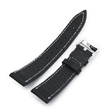 Strapcode Calf Leather Watch Strap German made 20mm Matte Black Geniune Calf Watch Band, Polished