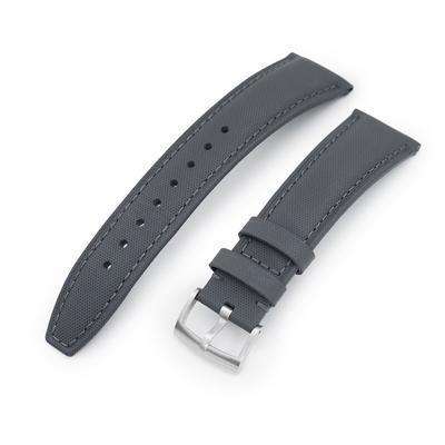 20mm or 22mm Military Grey Kevlar Finish Watch Strap, Brushed