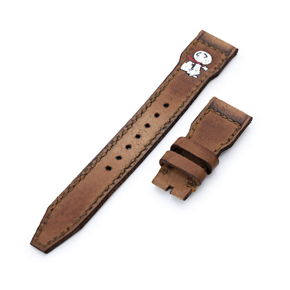 Strapcode Calf Leather Watch Strap 22mm Gunny X MT Light Brown Handmade for IWC Big Pilot Quick Release Leather Watch Strap - Minimalist Snoopy