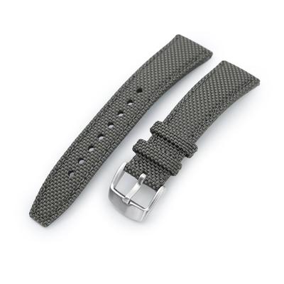 20mm, 21mm or 22mm Strong Texture Woven Nylon Military Grey Watch Strap, Brushed