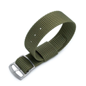 Strapcode N.A.T.O Watch Strap Zulu G10 20mm or 22mm MiLTAT RAF N7 3-D Woven Nylon Nato Watch Strap, Military Green, Sandblasted Ladder Lock Slider Buckle