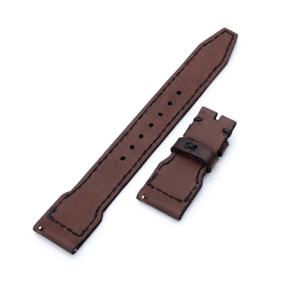 Strapcode Calf Leather Watch Strap 22mm Gunny X MT Dark Brown Handmade for IWC Big Pilot Quick Release Leather Watch Strap
