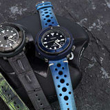 20mm or 22mm MiLTAT Italian Handmade Racer Vintage Blue Watch Strap, White Stitching