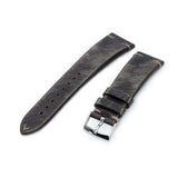 Strapcode Leather Watch Strap 22mm MiLTAT Italian Handmade Brushed Blackish Brown Watch Strap, Khaki Stitching