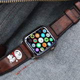 Strapcode Calf Leather Watch Strap 24mm Dark Brown Handmade Apple watch Quick Release Leather Watch Strap - Minimalist Snoopy