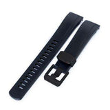 22mm Crafter Blue - Black Rubber Curved Lug Watch Strap for Seiko Samurai SRPB51, PVD Black Buckle