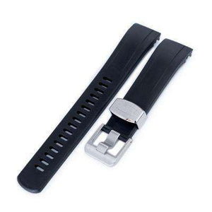 22mm Crafter Blue - Black Rubber Curved Lug Watch Strap for Seiko Samurai SRPB51