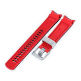 22mm Crafter Blue - Dual Color Red , Black Rubber Curved Lug Watch Strap for Seiko Samurai SRPB51