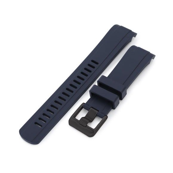 Strapcode Rubber Watch Strap 22mm Crafter Blue - CB10 Blue Rubber Curved Lug Watch Band for Seiko SKX007