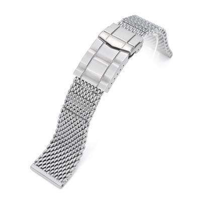 20mm, 22mm Solid End Massy Mesh Band Stainless Steel Watch Bracelet, Submariner Diver Clasp, Brushed