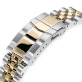 20mm ANGUS Jubilee 316L Stainless Steel Watch Bracelet 20mm Straight End, Two Tone IP Gold, Submariner Clasp