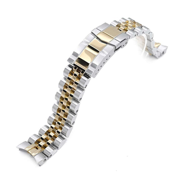20mm ANGUS Jubilee 316L Stainless Steel Watch Bracelet for Seiko Alpinist SARB017, Two Tone IP Gold, Submariner Clasp