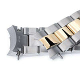20mm Super 3D Oyster watch band for Seiko Alpinist SARB017, Two Tone IP Gold, Solid Submariner Clasp