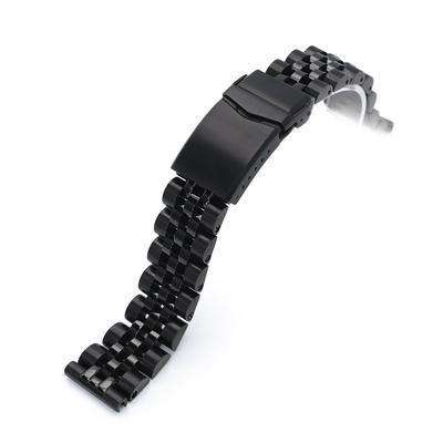 20mm ANGUS Jubilee 316L Stainless Steel Watch Bracelet Straight End, PVD Black, V-Clasp