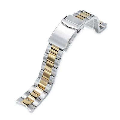 20mm Super 3D Oyster 316L Stainless Steel Watch Bracelet for Seiko Alpinist SARB017, Two Tone IP Gold V-Clasp