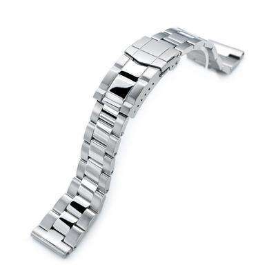 Strapcode Watch Bracelet 21.5mm Super Oyster 316L Stainless Steel Watch Band for Seiko Tuna, Brushed & Polished Submariner Clasp