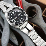 Strapcode Watch Bracelet Reissue 22mm Retro Razor 316L Stainless Steel Straight End Watch Band, V-Clasp Button Double Lock