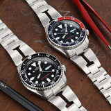 Reissue 22mm Retro Razor 316L Stainless Steel Bracelet for SEIKO Diver SKX007/009/011 Curved End, V-Clasp Button Double Lock