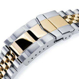 Strapcode Watch Bracelet 22mm Super Jubilee 316L Stainless Steel Watch Band for Seiko SKX007, Two Tone IP Gold with 2T Submariner Clasp