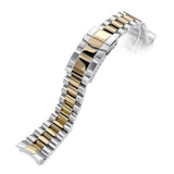 22mm Endmill 316L Stainless Steel Watch Bracelet for Seiko SKX007, Two Tone IP Gold, Submariner Clasp