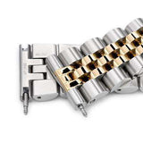 22mm ANGUS Jubilee 316L Stainless Steel Watch Bracelet Straight End 1.8 Universal Ver., Two Tone IP Gold, Submariner Clasp