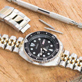 22mm ANGUS Jubilee 316L Stainless Steel Watch Bracelet for Seiko Turtle SRP775, Two Tone IP Gold, Submariner Clasp