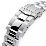 22mm Endmill 316L Stainless Steel Watch Bracelet for Seiko New Turtles SRP777, Brushed & Polished Submariner Diver Clasp