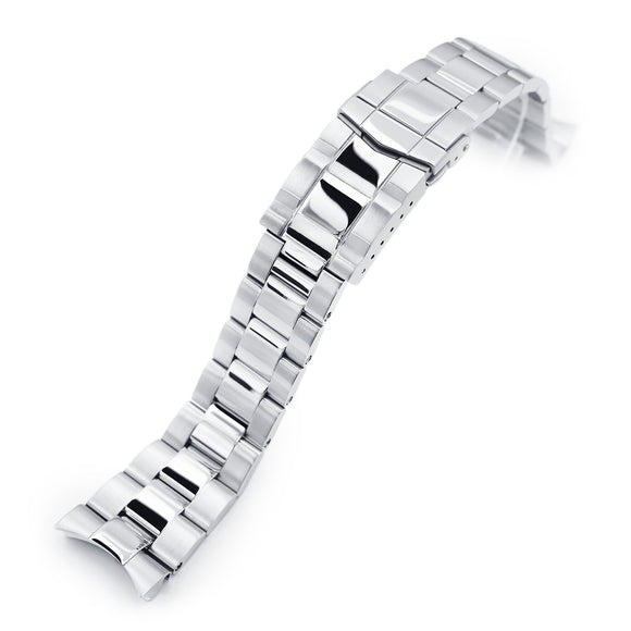 Strapcode Watch Bracelet 22mm Super-O Boyer 316L Stainless Steel Watch Bracelet for Orient Kamasu, Brushed with Polished Center SUB Clasp