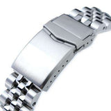 22mm ANGUS Jubilee 316L Stainless Steel Watch Bracelet for Seiko SKX007, Brushed/Polished, V-Clasp