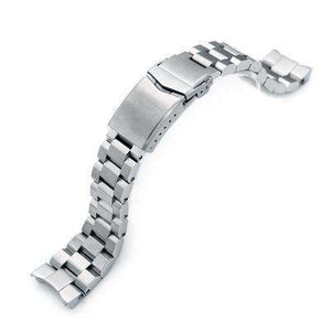 Strapcode Watch Bracelet 22mm Hexad Oyster 316L Stainless Steel Watch Band for Seiko Samurai SRPB51, V-Clasp Button Double Lock