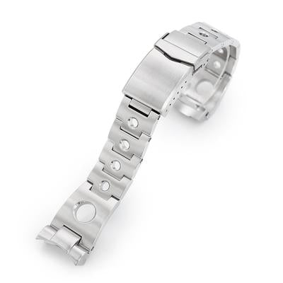 22mm Rollball 316L Stainless Steel Watch Bracelet for Seiko SKX007, Brushed V-Clasp