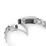 Strapcode Watch Bracelet 22mm Rollball 316L Stainless Steel Watch Bracelet for Seiko 5, Brushed V-Clasp