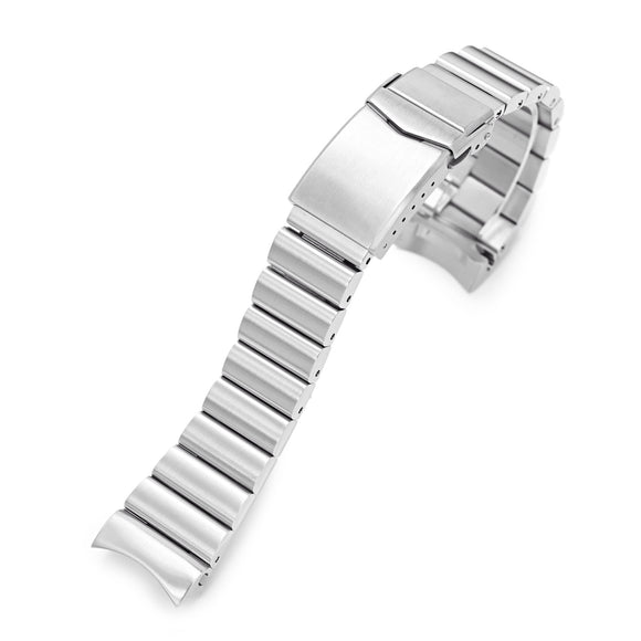 Strapcode Watch Bracelet 22mm Bandoleer 316L Stainless Steel Watch Bracelet for Seiko 5, Brushed V-Clasp