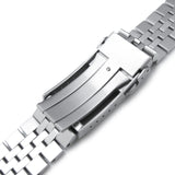 Strapcode Watch Bracelet 22mm Super-J Louis 316L Stainless Steel Watch Band for Seiko 5, Brushed V-Clasp