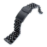 22mm ANGUS Jubilee 316L Stainless Steel Watch Bracelet for Seiko Turtle SRPC49K1, PVD Black, V-Clasp
